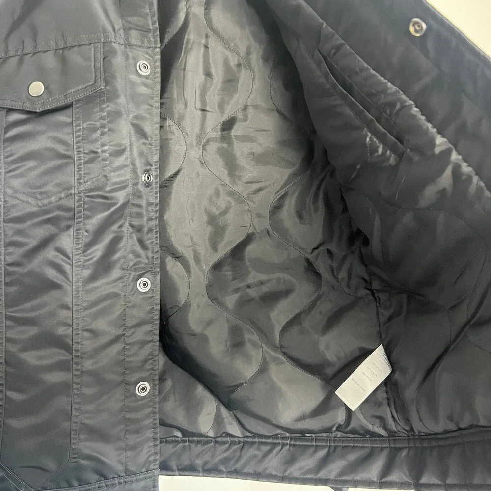 Frame Black Nylon Quilted Liner‎ Men's Trucker Jacket Car Coat Small